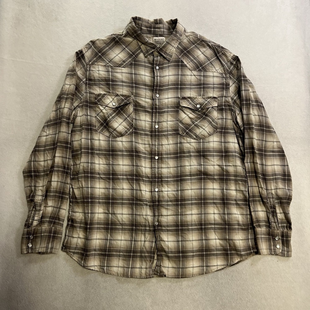 Mossimo Supply Co Shirt Men's Size XL Plaid Pearl Snap Long Sleeve Western Plaid
